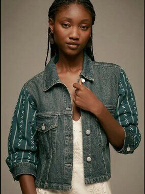 PILCRO Crafted Sleeve Denim Jacket Size XL NWT